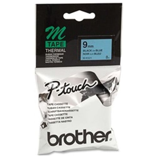Brother M-K521 Black on Blue Non-Laminated Label Tape - 9mm x 8m