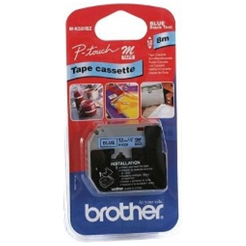 Brother M-K531 Black on Blue Non-Laminated Label Tape - 12mm x 8m