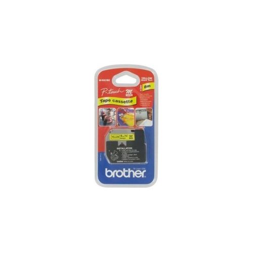 Brother M-K621 Black on Yellow Non-Laminated Label Tape - 9mm x 8m