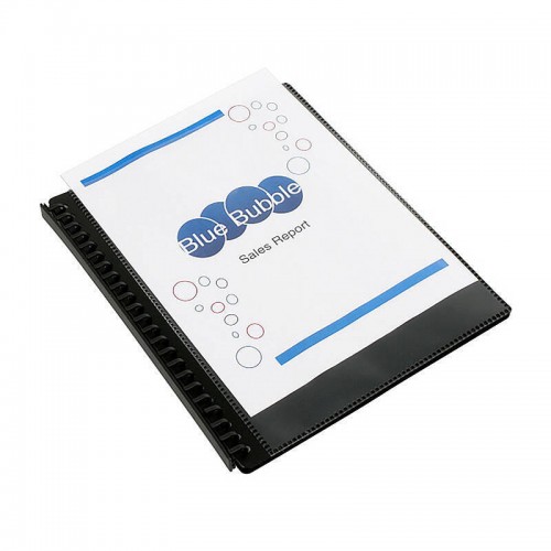 Marbig Refillable Display Book 20 Pocket Insert Cover Black Marbig Refillable Display Book 20 Pocket Insert Cover Black