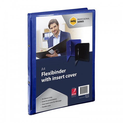 Marbig Professional Flexibinder 2R 20mm A4 Clear Insert Cover Blue