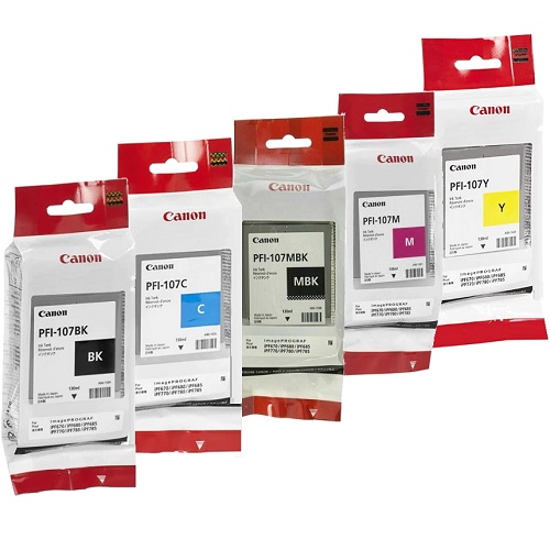 5 Pack Canon PFI-107 Genuine Ink Cartridges
