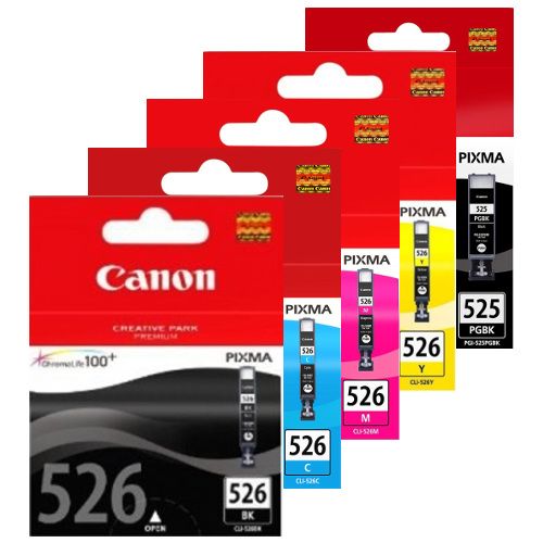 5 Pack Canon PGI-525BK/CLI-526 Genuine Ink Cartridge Bundle