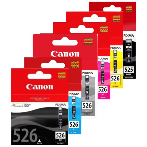 6 Pack Canon PGI-525BK/CLI-526 Genuine Ink Cartridges