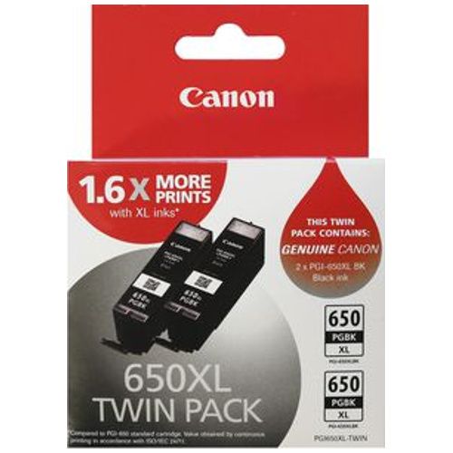 2 Pack Canon PGI-650XLBK Genuine Ink Cartridges
