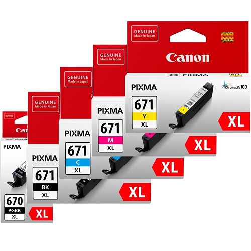 5 Pack Canon PGI-670XL/CLI-671XL Genuine Ink Cartridges