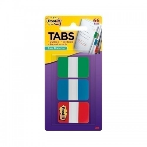 Post-It Tabs Green Blue Red 25 x 38mm 66-Pack - Box of 6 | Ink Depot
