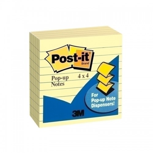 Post-It Lined Pop-up Notes Canary Yellow 101 x 101mm 3-Pack