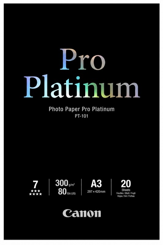 Canon PT 101 Pro Platinum Photo Paper A3 20 Sheets Canon PT 101 Pro Platinum Photo Paper A3 20 Sheets