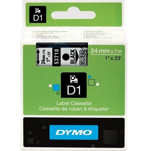 DYMO S0720920 Black on Clear D1 Label Tape - 24mm x 7m