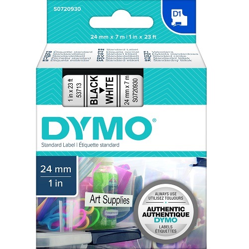DYMO S0720930 Black on White D1 Label Tape - 24mm x 7m