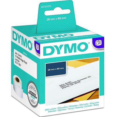 DYMO S0722370 White Standard Address Paper LabelWriter Label Roll - 28mm x 89mm, 260 Labels