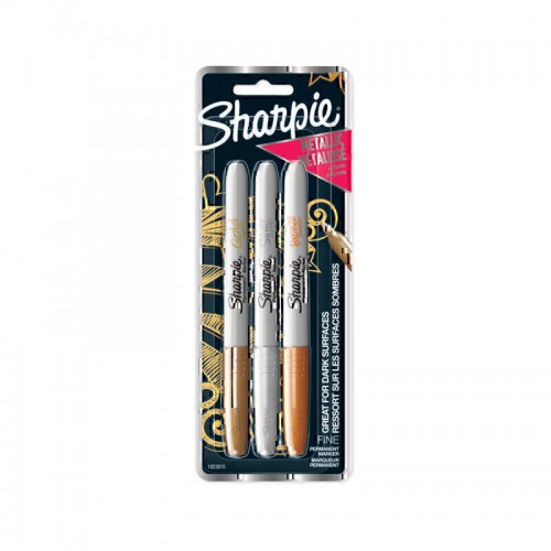 Sharpie Permanent MarkerFine Point G/S/B - Pack of 3 - Box of 6