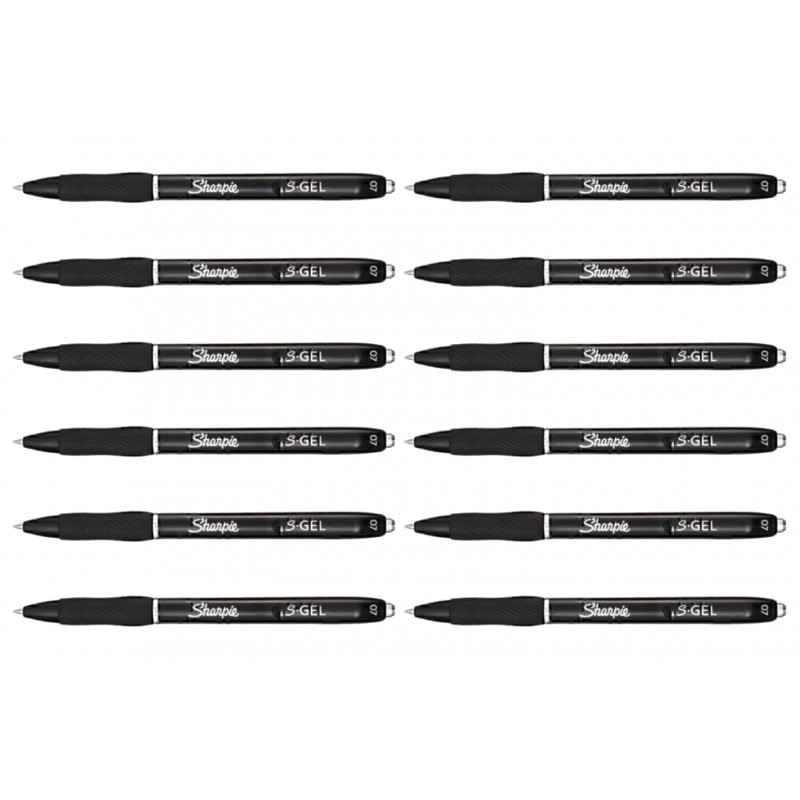 Sharpie S-Gel Retractable Gel Pen 0.7 mm Black, Box of 12 Sharpie S-Gel Retractable Gel Pen 0.7 mm Black, Box of 12