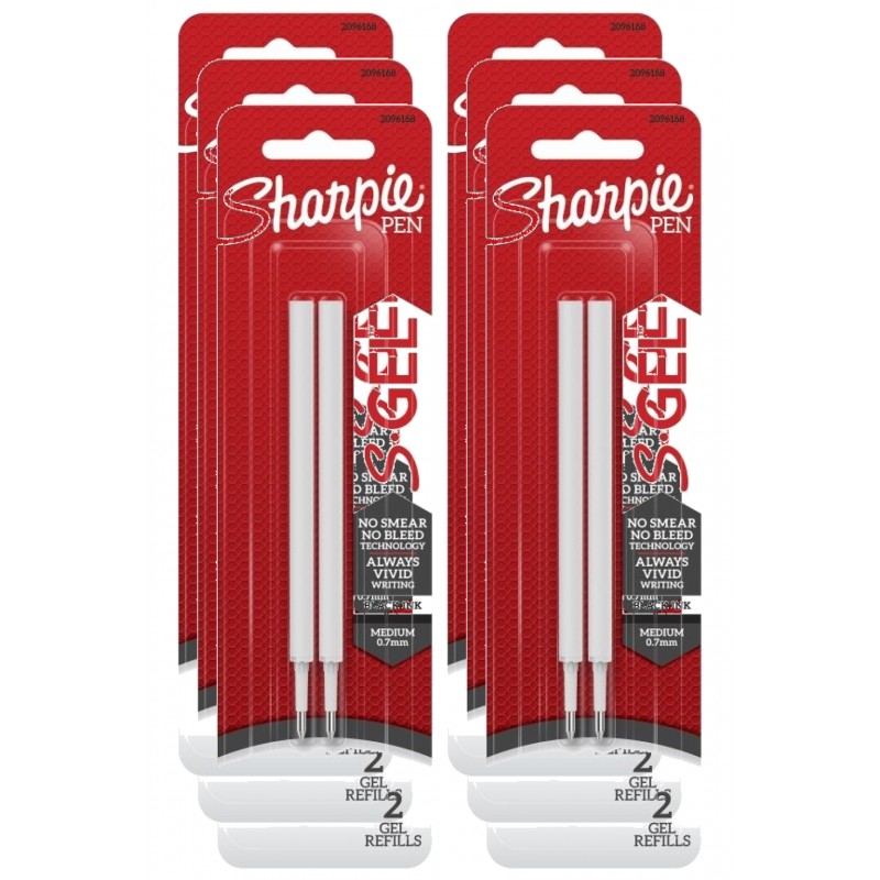 Sharpie S-Gel Gel Pen Refills 0.7 mm Black, Box of 6 Packs of 2 Sharpie S-Gel Gel Pen Refills 0.7 mm Black, Box of 6 Packs of 2