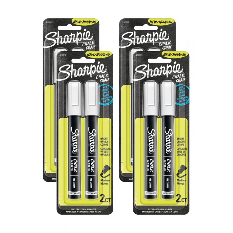 Sharpie Chalk Markers Medium Point White, Box of 4 Packs of 2 Sharpie Chalk Markers Medium Point White, Box of 4 Packs of 2