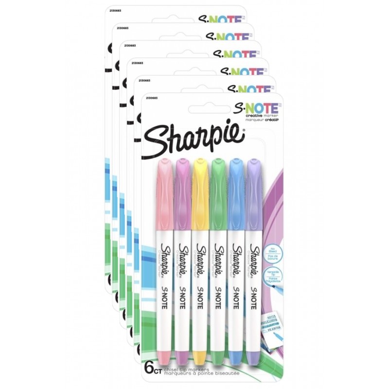 Sharpie S-Note Pastel Creative Highlighters, 6 Packs of 6 Sharpie S-Note Pastel Creative Highlighters, 6 Packs of 6