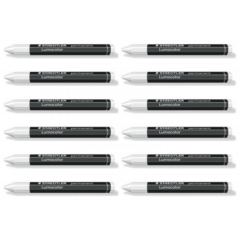 Staedtler Lumocolor Permanent Omnigraph Crayons White, Box of 12 Staedtler Lumocolor Permanent Omnigraph Crayons White, Box of 12