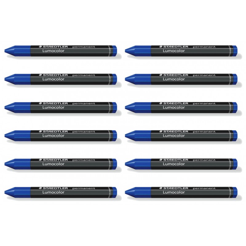 Staedtler Lumocolor Permanent Omnigraph Crayons Blue, Box of 12 Staedtler Lumocolor Permanent Omnigraph Crayons Blue, Box of 12