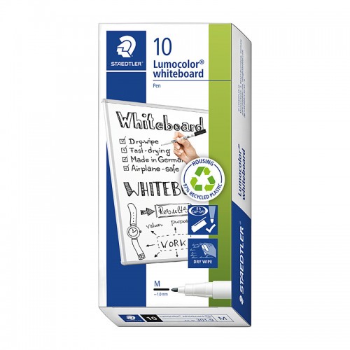 Staedtler LumoColor Whiteboard Marker - Box of 10 - Black