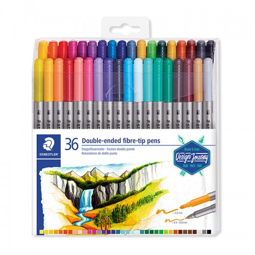 Staedtler Double Ended Fibre Tips Pens - Pack of 36 - Assorted Colours