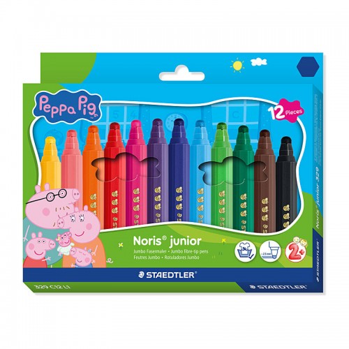 Staedtler 329 L1 Peppa Pig Fibre Pens - Pack of 12 - Box of 10 Staedtler 329 L1 Peppa Pig Fibre Pens - Pack of 12 - Box of 10