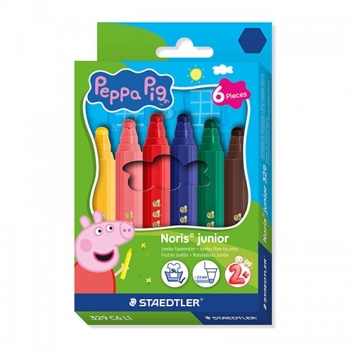 Staedtler 329 L1 Peppa Pig Fibre Pens - Pack of 6 - Box of 10 Staedtler 329 L1 Peppa Pig Fibre Pens - Pack of 6 - Box of 10