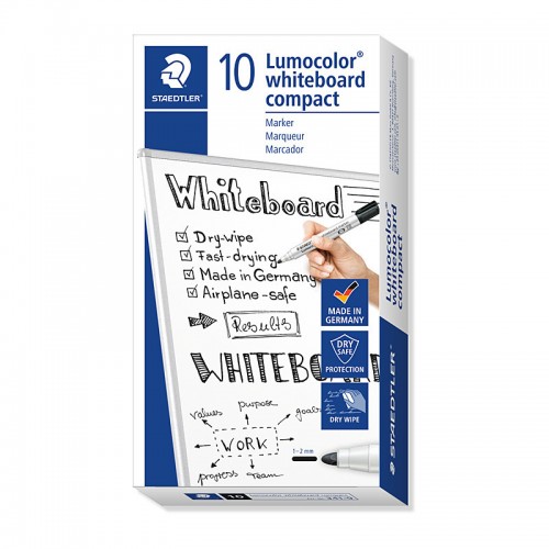Staedtler Compact Whiteboard Marker Black - Box of 10