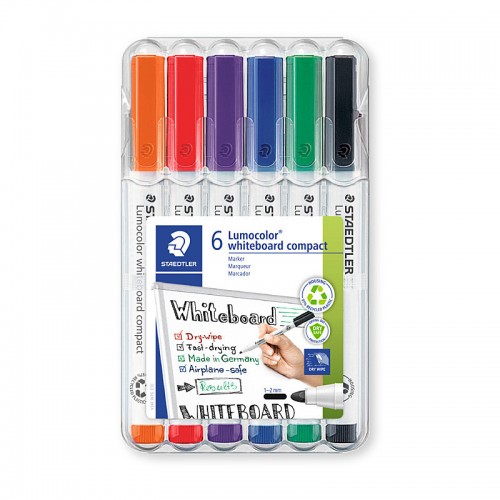 Staedtler Compact Whiteboard Marker White - Pack of 6
