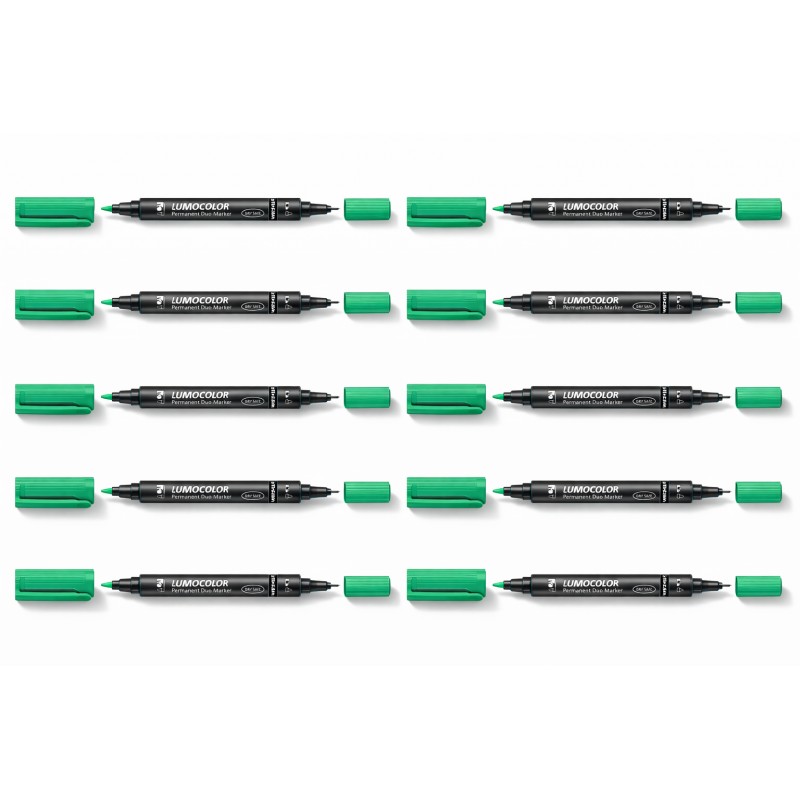 Staedtler Lumocolor Double-Ended Permanent Markers Green, Box of 10 Staedtler Lumocolor Double-Ended Permanent Markers Green, Box of 10