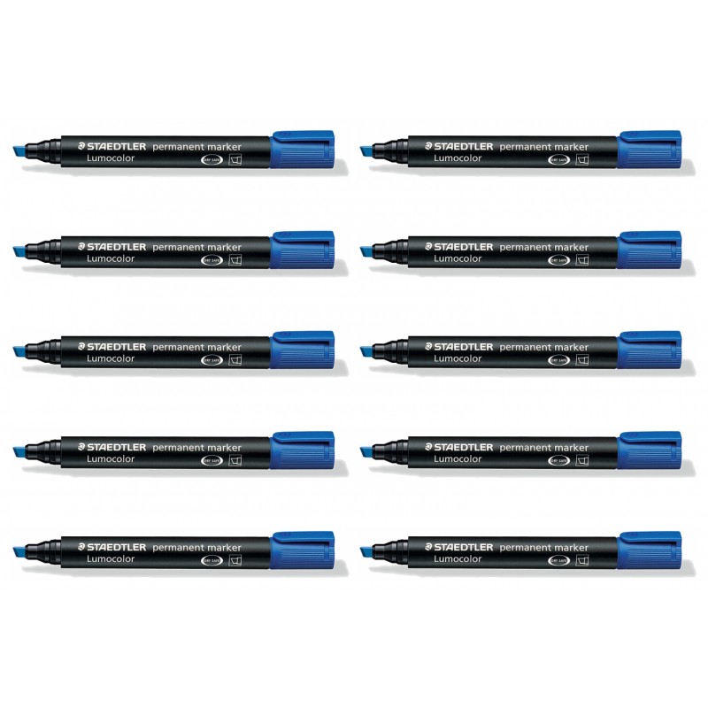 Staedtler Permanent Marker Chisel Tip Blue, Box of 10 Staedtler Permanent Marker Chisel Tip Blue, Box of 10