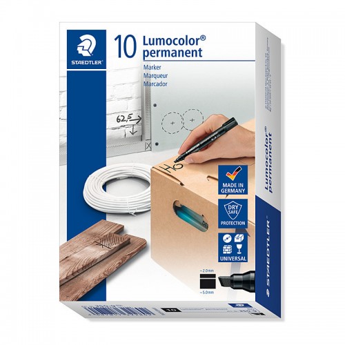 Staedtler Permanent Marker Chisel Tip Black - Box of 10