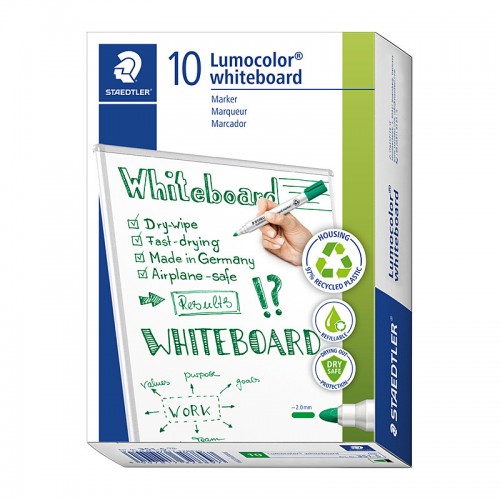 Staedtler Whiteboard Marker 351 Bullet Green - Box of 10