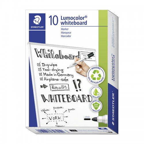 Staedtler Whiteboard Marker 351 Bullet Black - Box of 10