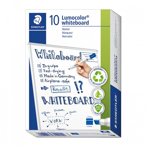 Staedtler Whiteboard Marker 351 Chisel Tip Blue - Box of 10