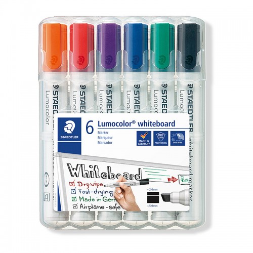 Staedtler Whiteboard Marker 351 Chisel Tip Assorted Colours - Pack of 6