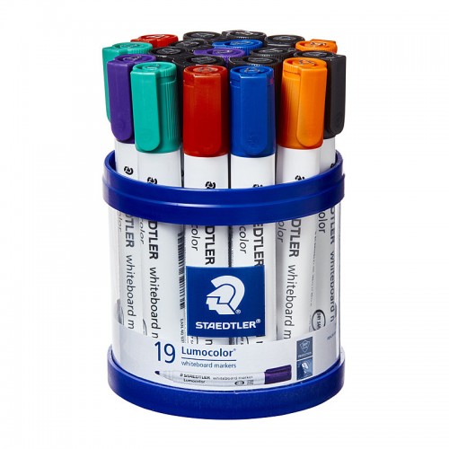 Staedtler Whiteboard Marker 351 Bullet Assorted Colours - Cup of 19