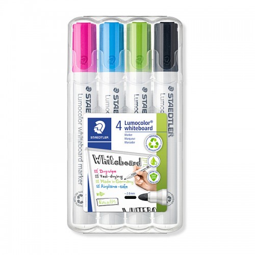 Staedtler Whiteboard Marker 351 Bullet Bright Assorted Colours - Pack of 4