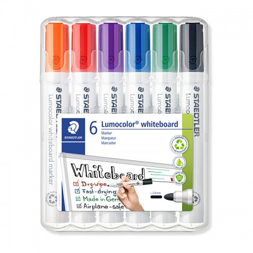 Staedtler Whiteboard Marker 351 Bullet Assorted Colours - Pack of 6