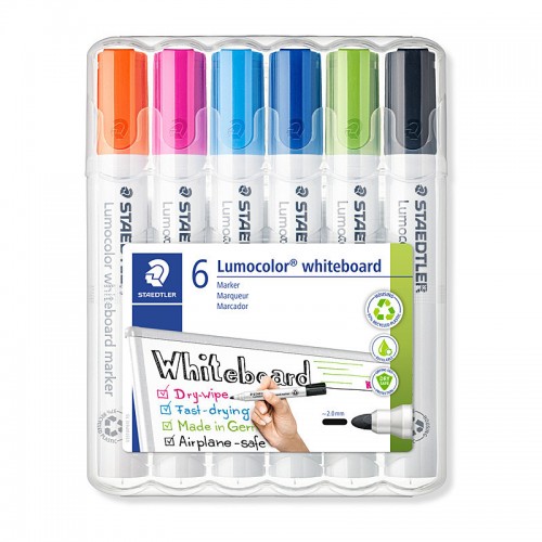 Staedtler Whiteboard Marker 351 Bullet Bright Assorted Colours - Pack of 6