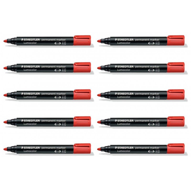 Staedtler Permanent Markers 352 Bullet Tip Red, Box of 10 Staedtler Permanent Markers 352 Bullet Tip Red, Box of 10