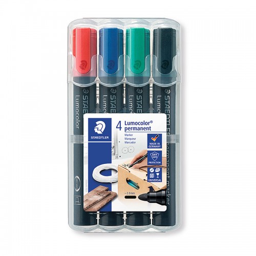 Staedtler Permanent Marker 352 Bullet Assorted Colours - Box of 4