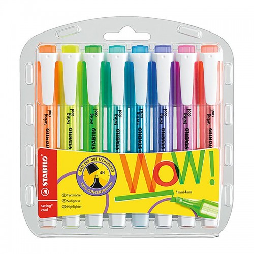Stabilo Swing Cool Highlighter Assorted Colours - Wallet of 8