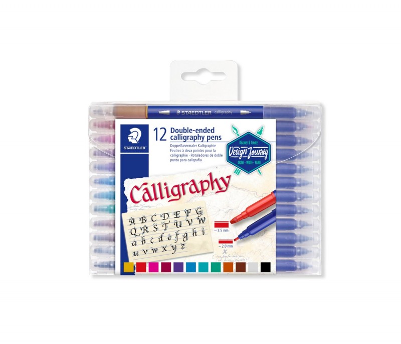 Staedtler 3005 Double-Ended Calligraphy Pens Assorted Colours, Box of 24 Staedtler 3005 Double-Ended Calligraphy Pens Assorted Colours, Box of 24