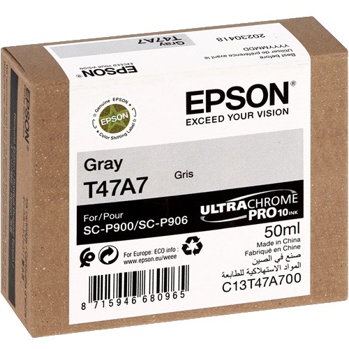 Epson T47A7 UltraChrome Pro10 Grey Genuine Ink Cartridge (C13T47A700) Epson T47A7 UltraChrome Pro10 Grey Genuine Ink Cartridge (C13T47A700)