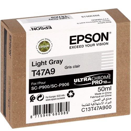Epson T47A9 UltraChrome Pro10 Light Grey Genuine Ink Cartridge (C13T47A900) Epson T47A9 UltraChrome Pro10 Light Grey Genuine Ink Cartridge (C13T47A900)