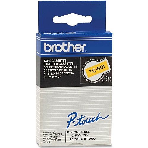 Brother TC-601 Black on Yellow Label Tape