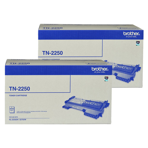 2 Pack Brother TN-2250 Genuine Toner Cartridges
