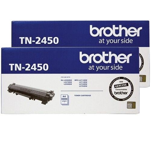2 Pack Brother TN-2450 Genuine Toner Cartridges