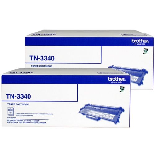 2 Pack Brother TN-3340 Genuine Toner Cartridges